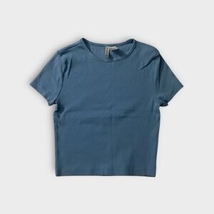 H&M Blue Fitted Crop T-Shirt